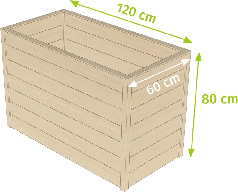 HORI Hochbeet Kit, Holz Stecksystem 80 cm hoch – Pflanzkasten Bausatz aus Fichte, 18 mm Wandstärke für Garten, Gemüsebeet & Kräuterbeet – DIY Pflanzkasten, in 15 Größen: Modell Magdeburg (60x120) – Bild 8