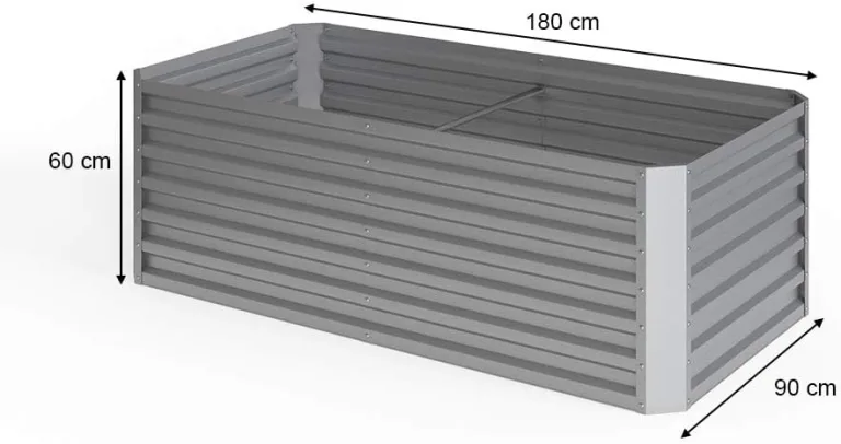 ok-Living Hochbeet Kräuterbeet Gemüsebeet rechteckig 180x90x60cm (LxBxH) Silber Pflanzkasten Frühbeet Aufzucht Beet Garten – Bild 5