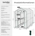 tectake® Gewächshaus mit UV-beständiger PE-Gitterfolie und 4 Metallablagegittern, 186 x 120 x 190 cm, Anzucht Gewächshaus für Tomaten & Pflanzen, Foliengewächshaus schützt vor Kälte, Regen und Frost - Thumbnail 7