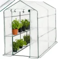 tectake® Gewächshaus mit UV-beständiger PE-Gitterfolie und 4 Metallablagegittern, 186 x 120 x 190 cm, Anzucht Gewächshaus für Tomaten & Pflanzen, Foliengewächshaus schützt vor Kälte, Regen und Frost - Thumbnail 1