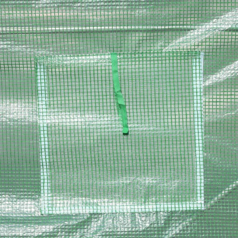 Outsunny Gewächshaus 500x200x205cm Foliengewächshaus Tomatenhaus mit Tür, 8 Fenster, Folientunnel aus verzinktem Stahl, PE, stabiles Treibhaus Pflanztunnel, inkl. Erdanker & Seilen, Grün – Bild 10