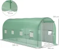 Outsunny Gewächshaus 500x200x205cm Foliengewächshaus Tomatenhaus mit Tür, 8 Fenster, Folientunnel aus verzinktem Stahl, PE, stabiles Treibhaus Pflanztunnel, inkl. Erdanker & Seilen, Grün - Thumbnail 8