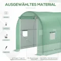 Outsunny Gewächshaus 500x200x205cm Foliengewächshaus Tomatenhaus mit Tür, 8 Fenster, Folientunnel aus verzinktem Stahl, PE, stabiles Treibhaus Pflanztunnel, inkl. Erdanker & Seilen, Grün - Thumbnail 4