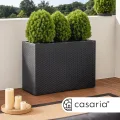 Casaria® Blumenkasten 3 Innentöpfe Polyrattan Herausnehmbar Wasserablauf Outdoor Rechteckig Pflanzkasten Blumentopf Hochbeet Pflanzkübel Schwarz - Thumbnail 6