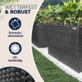 Casaria® Blumenkasten 3 Innentöpfe Polyrattan Herausnehmbar Wasserablauf Outdoor Rechteckig Pflanzkasten Blumentopf Hochbeet Pflanzkübel Schwarz - Thumbnail 2