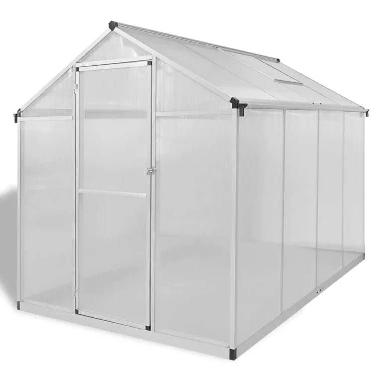 vidaXL Verstärktes Aluminium-Gewächshaus mit Bodenrahmen, Pflanzen, Gemüse, Anzuchthaus, Gartenarbeit, Outdoor-Struktur, UV-beständig, isolierter Hof, 97,1 m² – Bild 3