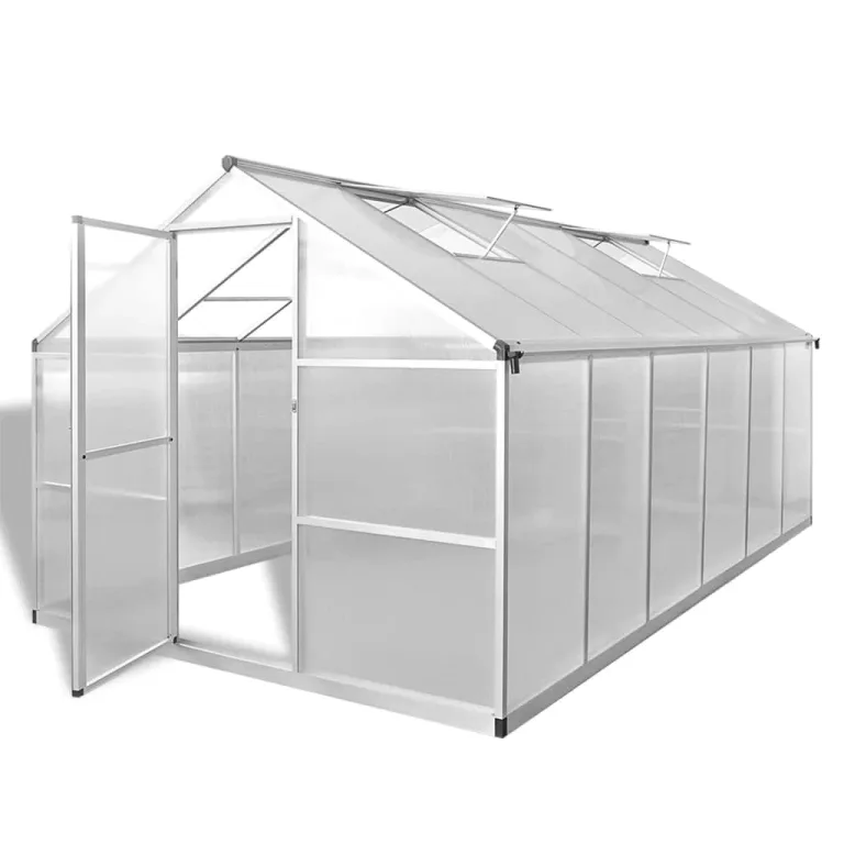 vidaXL Verstärktes Aluminium-Gewächshaus mit Bodenrahmen, Pflanzen, Gemüse, Anzuchthaus, Gartenarbeit, Outdoor-Struktur, UV-beständig, isolierter Hof, 97,1 m² – Bild 1