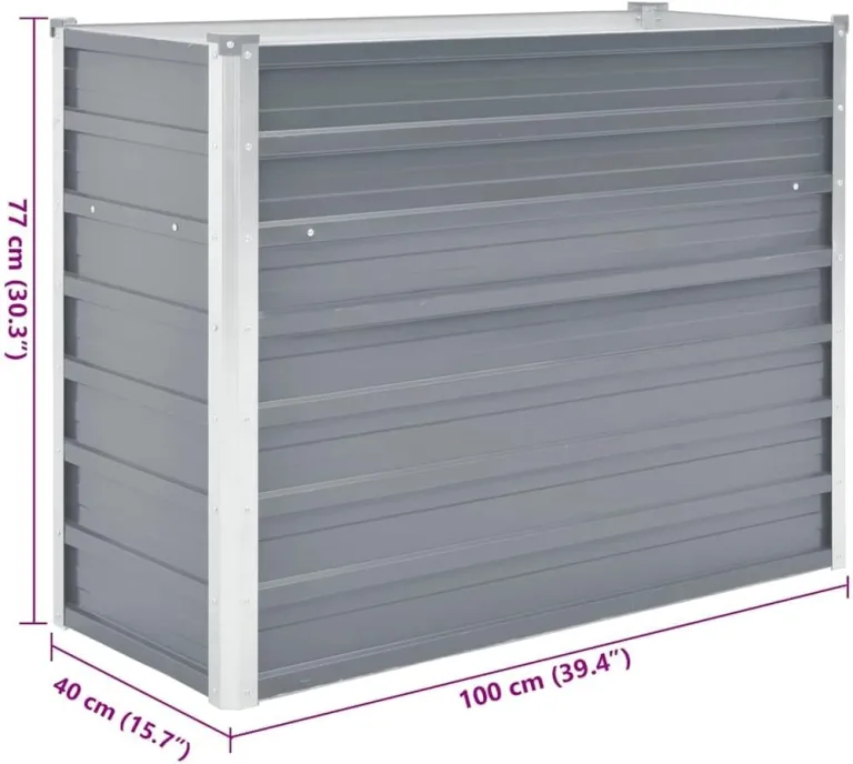 vidaXL Hochbeet Verzinkter Stahl 100x40x77cm Grau Gartenbeet Frühbeet Garten – Bild 4