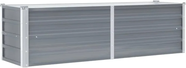 vidaXL Hochbeet aus verzinktem Stahl, 160 x 40 x 45 cm, Grau, Pflanzkübel mit offenem Boden, für Garten, Gemüse und Kräuter, Außenbereich – Bild 2