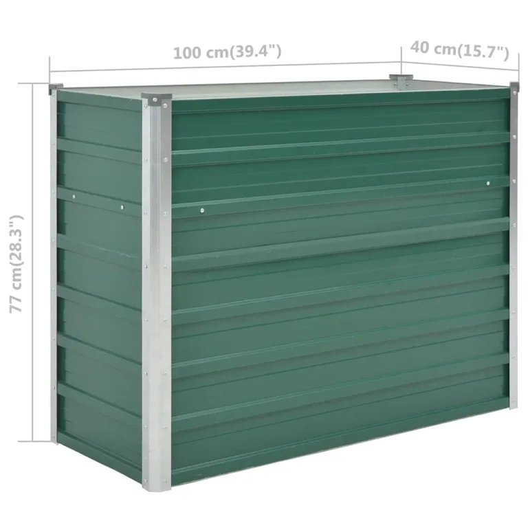vidaXL Hochbeet Verzinkter Stahl 100x40x77cm Grün Gartenbeet Frühbeet Garten – Bild 3