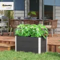 Outsunny Hochbeet Aluminium, Pflanzbeet Frühbeet Gartenbeet Blumenkasten wetterfest, ohne Boden, Pflanzkasten 100x50x55,5cm für Terrasse, Balkon, Blumenkasten für Blumen, Pflanzen, Grau - Thumbnail 2