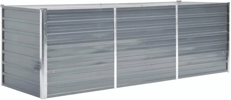 vidaXL Hochbeet Verzinkter Stahl 240x80x77 cm Grau Gartenbeet Pflanzbeet – Bild 2