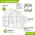 BRAST Gewächshaus Aluminium mit Fundament | 42 Modelle | 130x190x195cm - 490x250x235cm | TÜV geprüft | 6mm Hohlkammerplatten | rostfrei wetterfest temperaturbeständig | 310x250x205cm Silber - Thumbnail 8