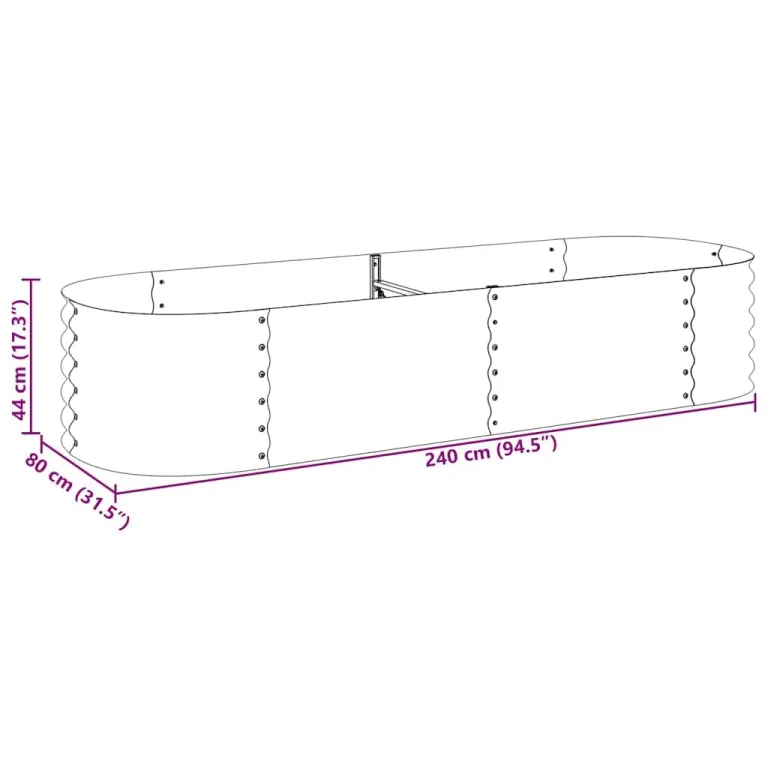 vidaXL Hochbeet Stahl Silbern 240x80x44 cm Gemüsebeet Pflanzbeet Pflanzkasten – Bild 3