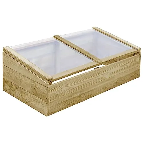 vidaXL Kiefernholz Imprägniert Gewächshaus 100x50x35cm Frühbeet Frühbeetkasten – Bild 8