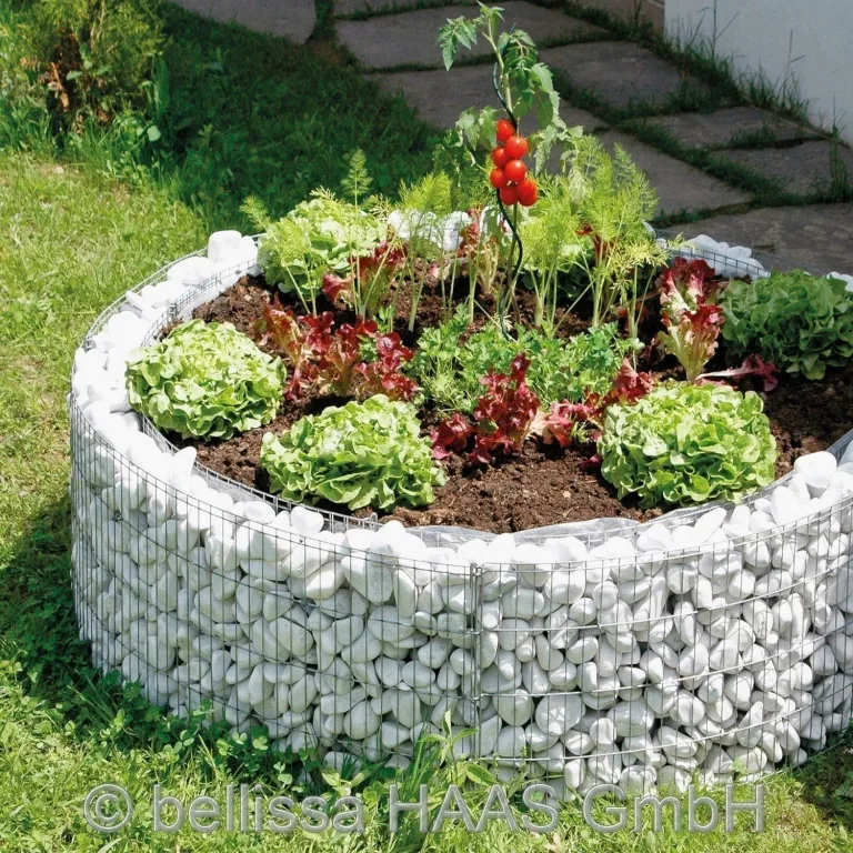 bellissa - Gabionen-Hochbeet rund Durchmesser 146cm außen 126cm innen, Höhe 80 cm - Feinmaschige Gabionenkörbe befüllbar - Witterungsbeständiges Gabionen-Hochbeet - DIY-Bausatz inkl. Trennfolie (L) – Bild 6