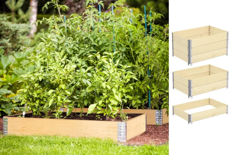 BigDean 3X Hochbeet Palettenrahmen 120x80x20cm groß - Holzrahmen faltbar, steckbar & stapelbar - ideal für Pflanzen, Blumen, Obst, Gemüse & Kräuter – Bild 2
