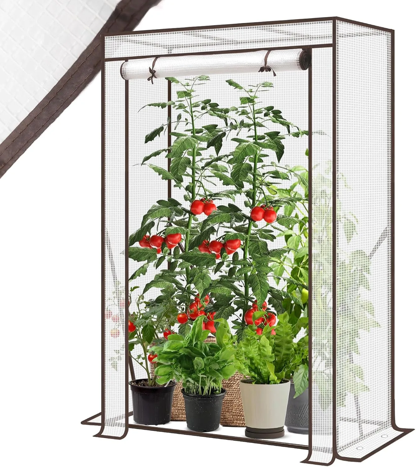 Sekey Gewächshaus Klein 150x100x50 cm, Tomatengewächshaus Foliengewächshaus Tomaten Gewächshaus Balkon Indoor Outdoor - Stabil, Winterfest & Einfach zu montieren, Weiß - Bild 1