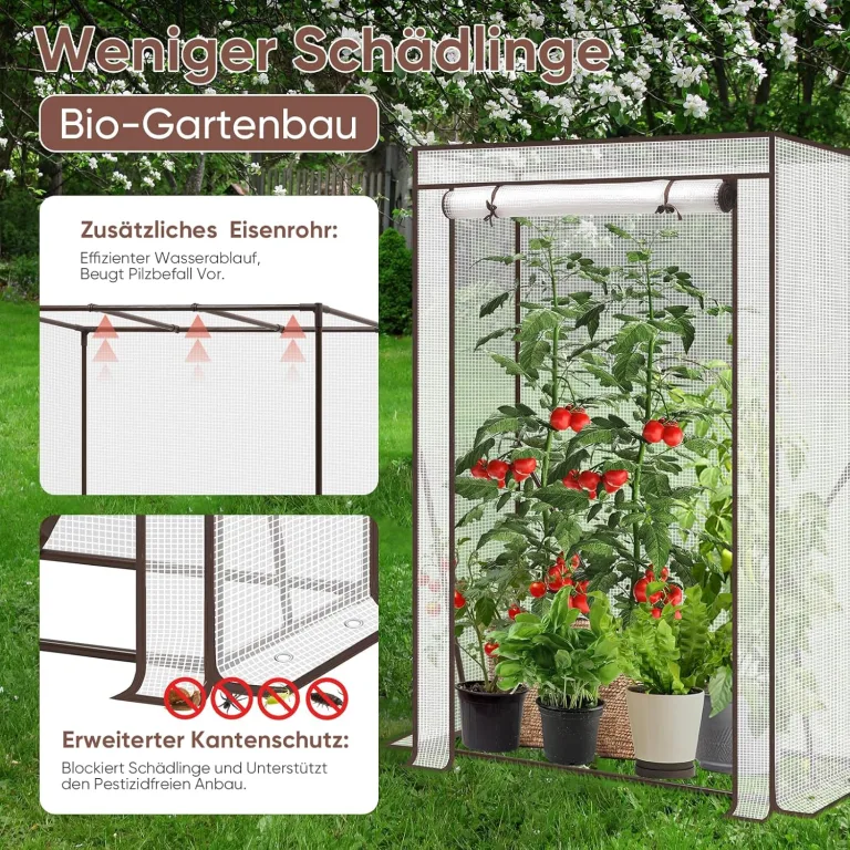 Sekey Gewächshaus Klein 150x100x50 cm, Tomatengewächshaus Foliengewächshaus Tomaten Gewächshaus Balkon Indoor Outdoor - Stabil, Winterfest & Einfach zu montieren, Weiß – Bild 5