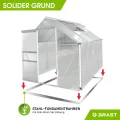 BRAST Gewächshaus Aluminium mit Fundament | 42 Modelle | 130x190x195cm - 490x250x235cm | TÜV geprüft | 6mm Hohlkammerplatten | rostfrei wetterfest temperaturbeständig | 250x190x195cm Silber - Thumbnail 8