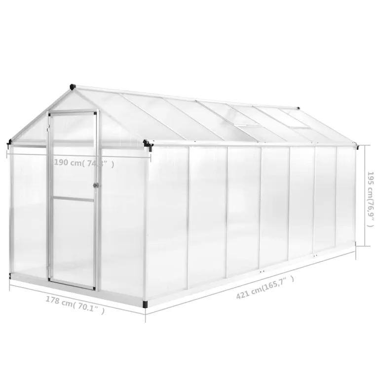 vidaXL Gewächshaus Aluminium 15,6m³ 3,8mm Treibhaus Tomatenhaus Pflanzenhaus – Bild 2