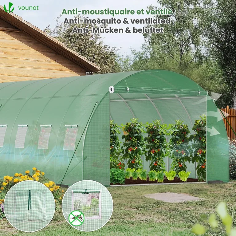 VOUNOT® Gewächshaus Foliengewächshaus Winterfest Tomatenhaus Folientunnel, 6x3x2m 18m² – Bild 4