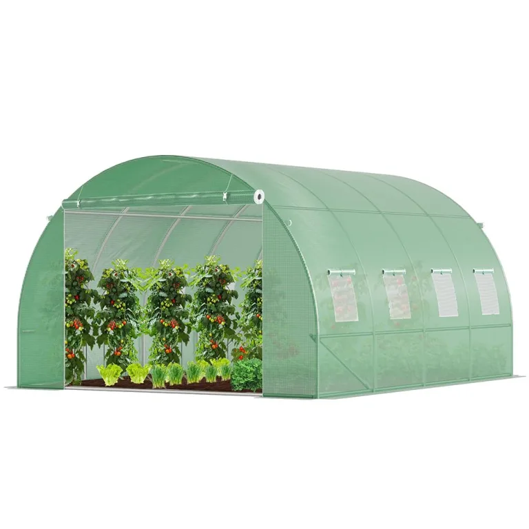 VOUNOT® Gewächshaus Foliengewächshaus Winterfest Tomatenhaus Folientunnel, 6x3x2m 18m² – Bild 10