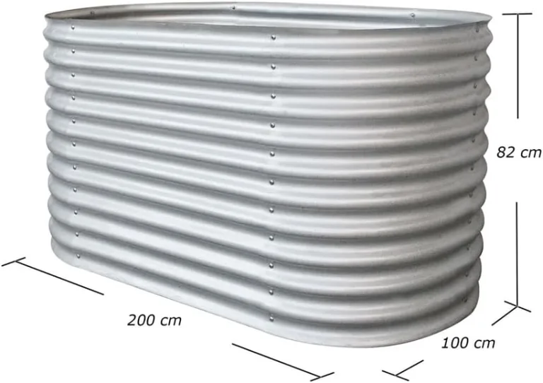 RS Trade Hochbeet Metall Rimini XL, 200×100×82 cm, Garten- & Gemüsehochbeet aus Stahl-Wellblech mit Zink-Aluminium, oval, bodenlos, rostfrei & witterungsbeständig – Bild 5
