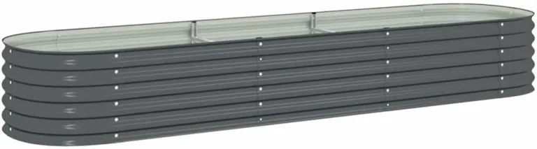 vidaXL Hochbeet Stahl Grau 320x80x44 cm Gemüsebeet Pflanzbeet Frühbeet Garten – Bild 2