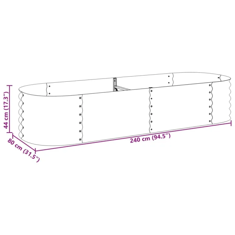 vidaXL Hochbeet Stahl Grau 240x80x44 cm Gemüsebeet Pflanzbeet Frühbeet Garten – Bild 6