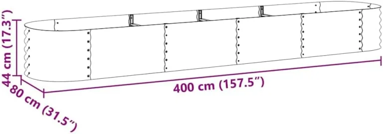 vidaXL Hochbeet Stahl Silbern 400x80x44 cm Gemüsebeet Pflanzbeet Pflanzkasten – Bild 4