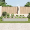 vidaXL Hochbeet Stahl Silbern 400x80x44 cm Gemüsebeet Pflanzbeet Pflanzkasten - Thumbnail 3