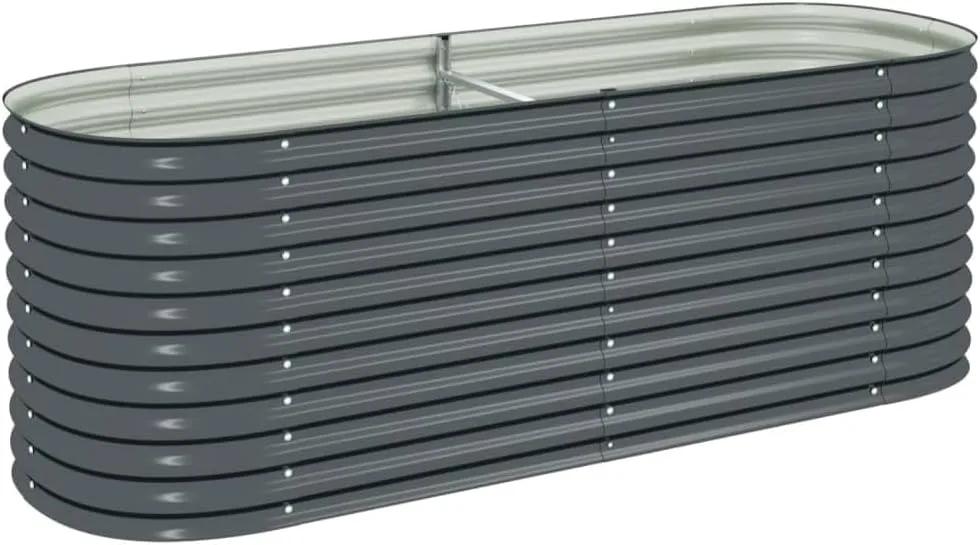 vidaXL Hochbeet Stahl Grau 240x80x81 cm Gemüsebeet Pflanzbeet Frühbeet Garten - Bild 1