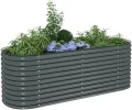 vidaXL Hochbeet Stahl Grau 240x80x81 cm Gemüsebeet Pflanzbeet Frühbeet Garten - Thumbnail 4
