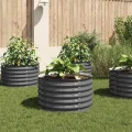 vidaXL Hochbeet Stahl Grau 80x80x44 cm Gemüsebeet Pflanzbeet Frühbeet Garten - Thumbnail 3