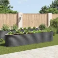vidaXL Hochbeet Stahl Grau 400x80x81 cm Gemüsebeet Pflanzbeet Frühbeet Garten - Thumbnail 2
