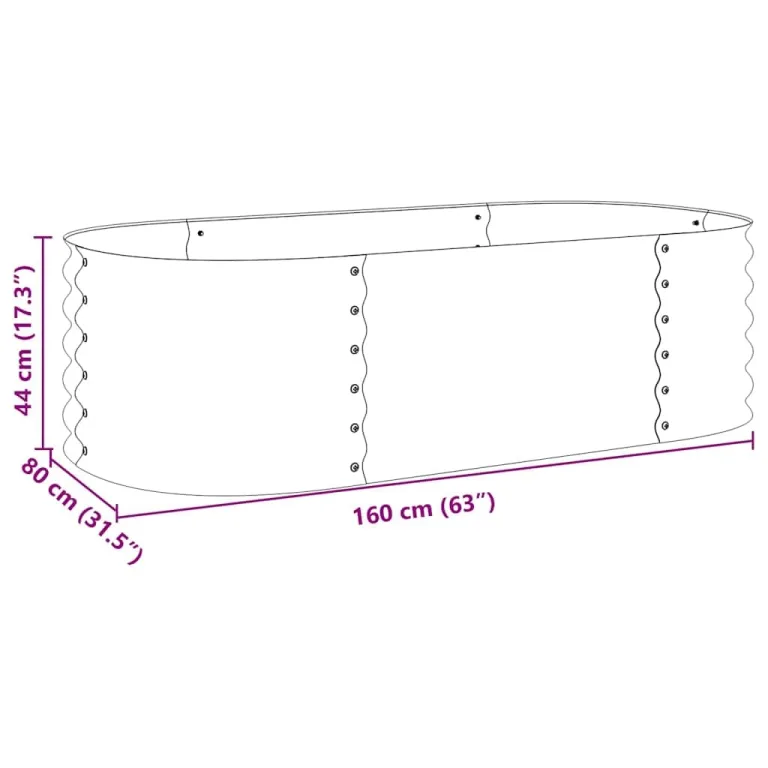 vidaXL Hochbeet Stahl Silbern 160x80x44 cm Gemüsebeet Pflanzbeet Pflanzkasten – Bild 3