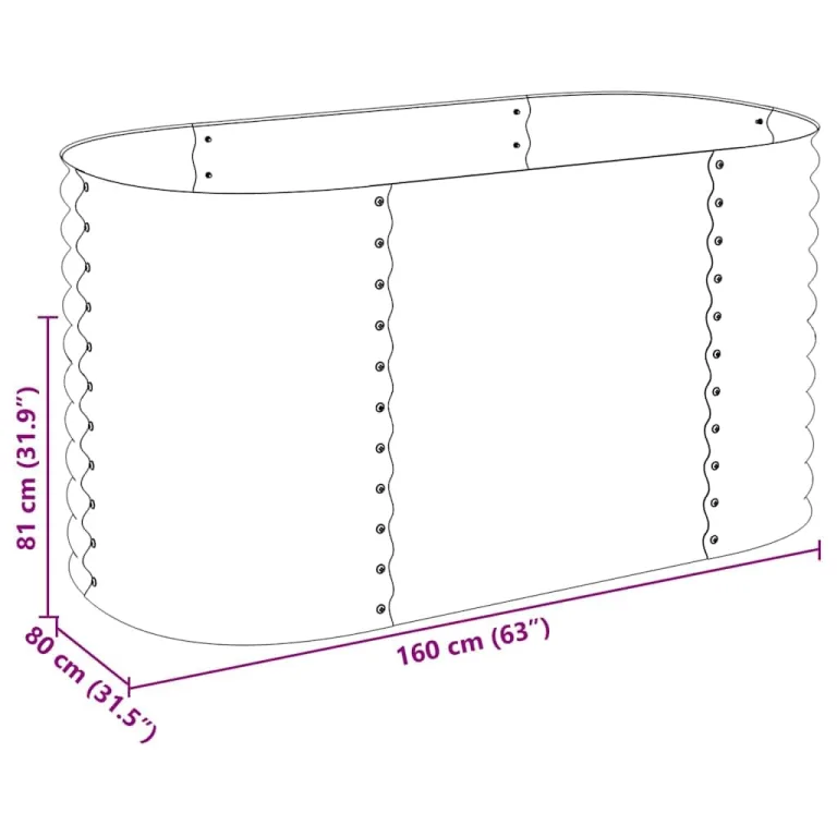 vidaXL Hochbeet Stahl Silbern 160x80x81 cm Gemüsebeet Pflanzbeet Pflanzkasten – Bild 3