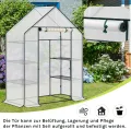 WOLTU Foliengewächshaus, Tomatengewächshaus für Garten Balkon, Indoor & Outdoor, Metallgestell, Gewächshaus mit 3 Ablagen, für Frühbeet Gemüse Blumen, 143 x 195 x 73 cm, Weiß - Thumbnail 4