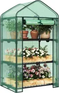 WOLTU Gewächshaus, Foliengewächshaus für Balkon Garten Terrasse, Tomatengewächshaus mit 4 Ablagen Tür, Winterfest stabil platzsparend, 69 x 158 x 49 cm, Grün - Thumbnail 9