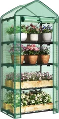 WOLTU Gewächshaus, Foliengewächshaus für Balkon Garten Terrasse, Tomatengewächshaus mit 4 Ablagen Tür, Winterfest stabil platzsparend, 69 x 158 x 49 cm, Grün - Thumbnail 1