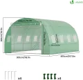 VOUNOT® Gewächshaus Foliengewächshaus Winterfest Tomatenhaus Folientunnel, 4x3x2m 12m² Grün - Thumbnail 6