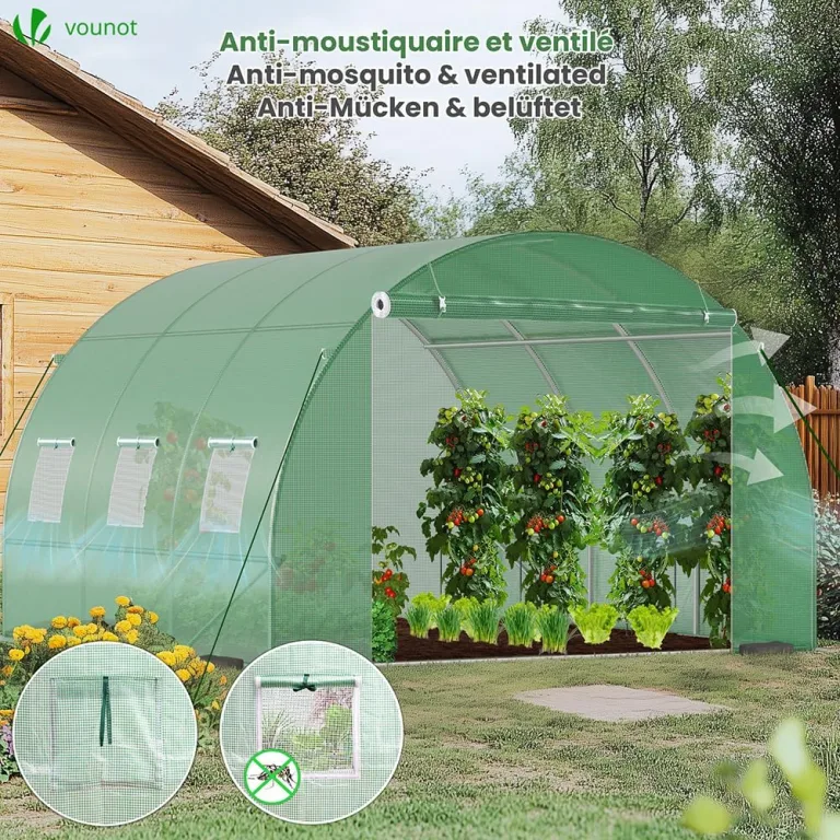 VOUNOT® Gewächshaus Foliengewächshaus Winterfest Tomatenhaus Folientunnel, 3x3x2m 9m² – Bild 5