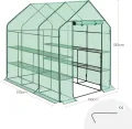 WOLTU Foliengewächshaus, Tomatengewächshaus für Garten Balkon, Indoor & Outdoor, Metallgestell, 143 x 195 x 216 cm, Gewächshaus mit 3 Ablagen, für Frühbeet Gemüse Blumen, Grün - Thumbnail 5