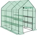 WOLTU Foliengewächshaus, Tomatengewächshaus für Garten Balkon, Indoor & Outdoor, Metallgestell, 143 x 195 x 216 cm, Gewächshaus mit 3 Ablagen, für Frühbeet Gemüse Blumen, Grün - Thumbnail 1