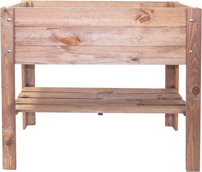 mgc24 Hochbeet - Kiefernholz Dunkelbraun rechteckig, stehender Pflanzkasten für Garten Terrasse Balkon - 80 x 37,6 x 78 cm mit Ablageboden – Bild 1