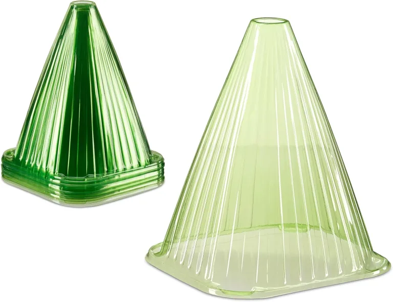 48 x Pflanzenhut im Set, Pflanzhilfe, Pflanzenschutz vor Frost, Schnecken & Vögeln, PVC, H: 22 cm, Pflanzglocke, grün – Bild 1