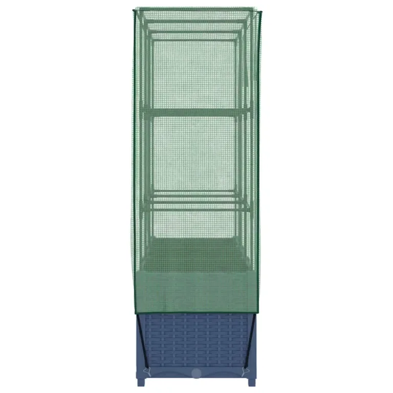 Hochbeet mit Gewächshaus Frühbeet Tomatenhaus 120x40x138 cm Rattan Optik für Garten Balkon, Stabiles PP Beet mit PE Abdeckung und Eisenrahmen – Bild 5