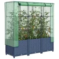 Hochbeet mit Gewächshaus Frühbeet Tomatenhaus 120x40x138 cm Rattan Optik für Garten Balkon, Stabiles PP Beet mit PE Abdeckung und Eisenrahmen - Thumbnail 1