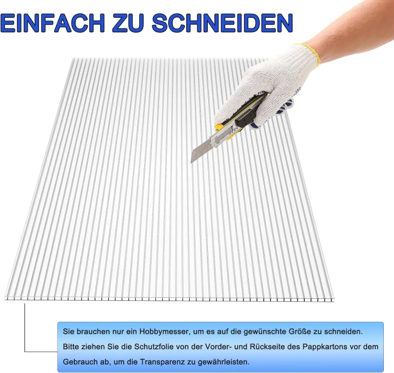 HENGMEI 14x Polycarbonat Doppelstegplatten 4mm Hohlkammerstegplatten10,25 m² UV-beständigen Stegplatten für Gewächshaus, Garten Treibhaus - Transparent – Bild 6